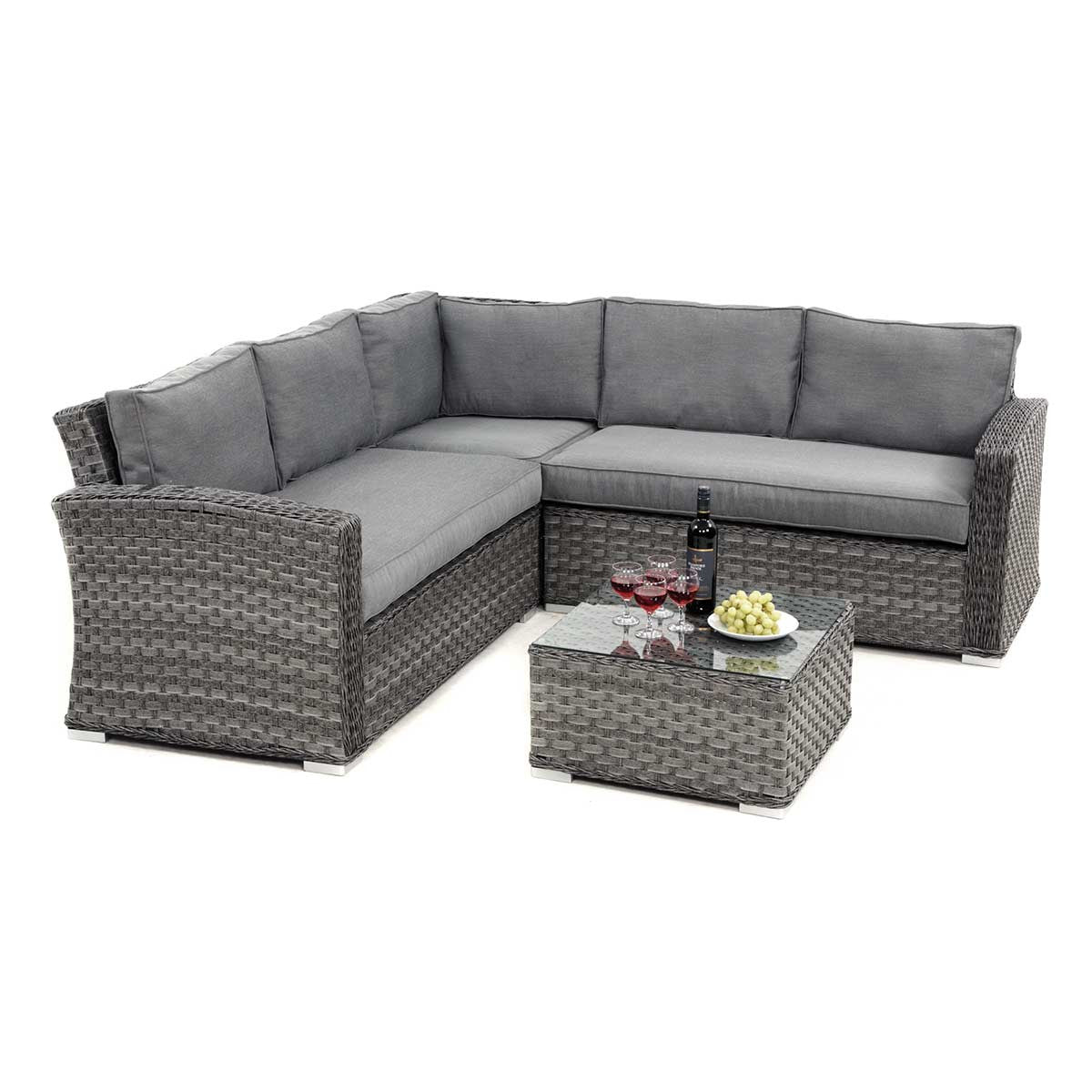 Maze Victoria Grey Rattan Outdoor Corner Sofa Set | 5 Seater